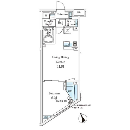 クレアティフ駒澤大学前(1LDK+WIC[Dタイプ]：41.05㎡)の間取り画像