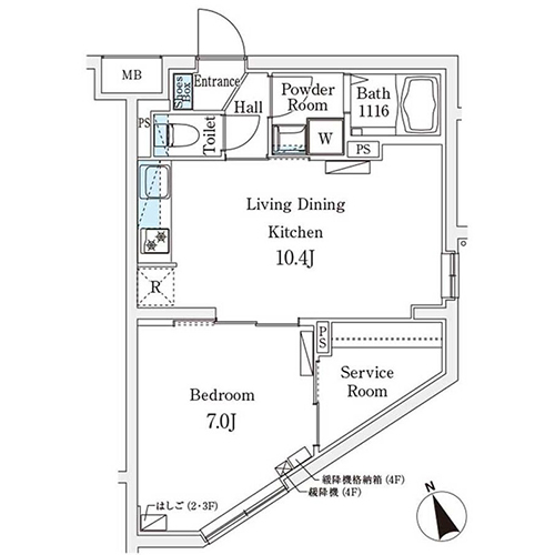 クレアティフ駒澤大学前(1LDK+S[Eタイプ]：41.71㎡)の間取り画像