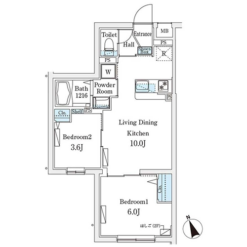 クレアティフ駒澤大学前(2LDK[Aタイプ]：42.67㎡)の間取り画像