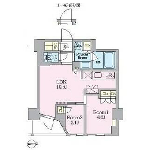 クレストコート東池袋(2LDK[D-type]：41.11㎡)の間取り画像