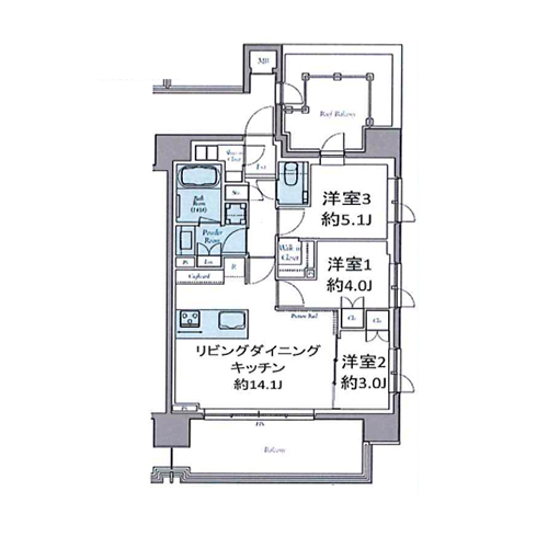 クレストコート東中野(3LDK[F-type]：60.14㎡)の間取り画像