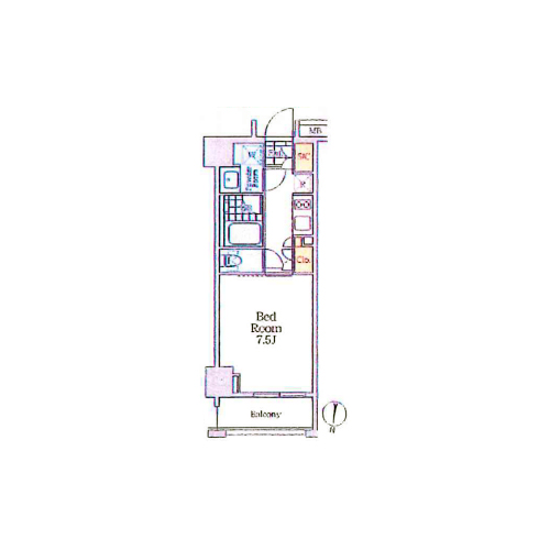 クレストコート中野富士見町(1K[C2-type]：26.08㎡)の間取り画像