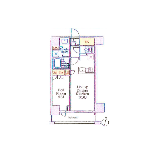 クレストコート中野富士見町(1LDK[F1-type]：37.08㎡)の間取り画像