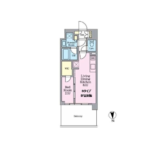 クレストコート東陽町(1LDK[B・B'-type]：29.18㎡)の間取り画像