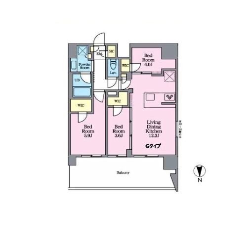 クレストコート東陽町(3LDK[G-type]：58.37㎡)の間取り画像