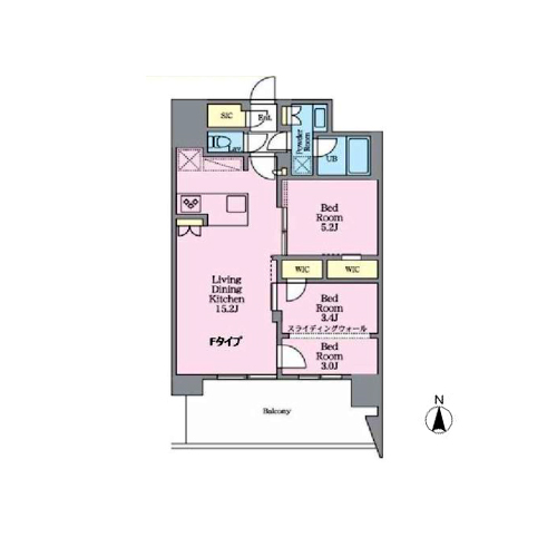 クレストコート東陽町(3LDK[F-type]：58.74㎡)の間取り画像