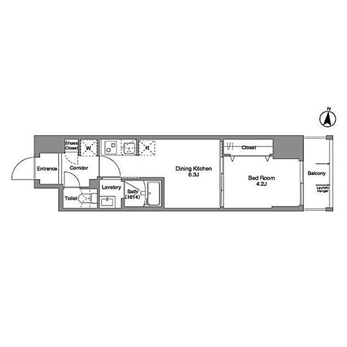 ダフィット錦糸町(1DK[Bタイプ]：27.92㎡)の間取り画像