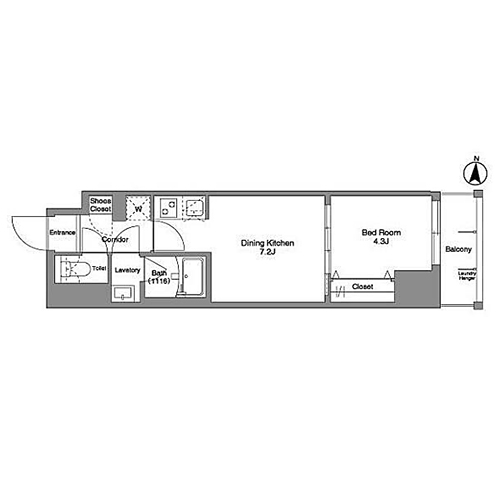ダフィット錦糸町(1DK[C1タイプ]：30.05㎡)の間取り画像