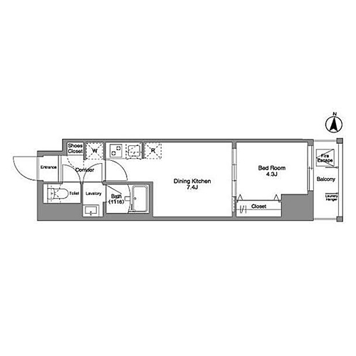ダフィット錦糸町(1DK[C3タイプ]：30.05㎡)の間取り画像