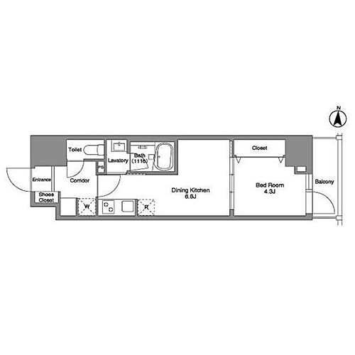 ダフィット錦糸町(1DK[C4'タイプ]：30.05㎡)の間取り画像