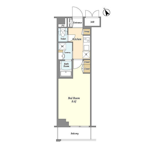 ディームス初台Ⅱ(1K：26.89㎡)の間取り画像