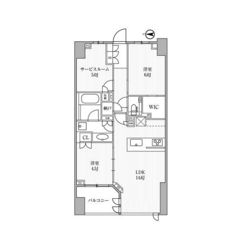 ディームス方南町(2SLDK[67.49㎡])の間取り画像
