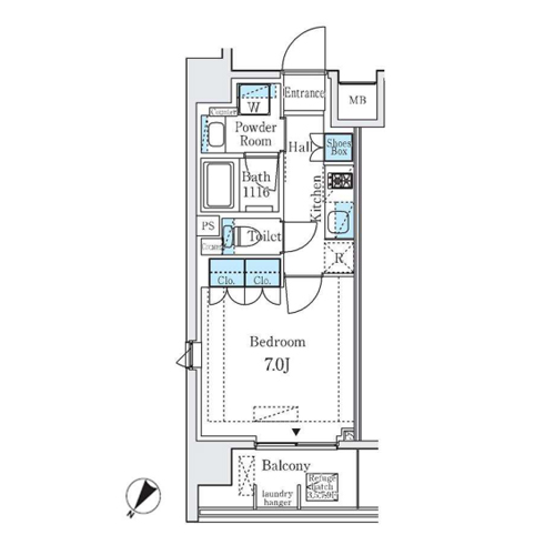 ディームス大塚(1K：25.36㎡[Aタイプ])の間取り画像