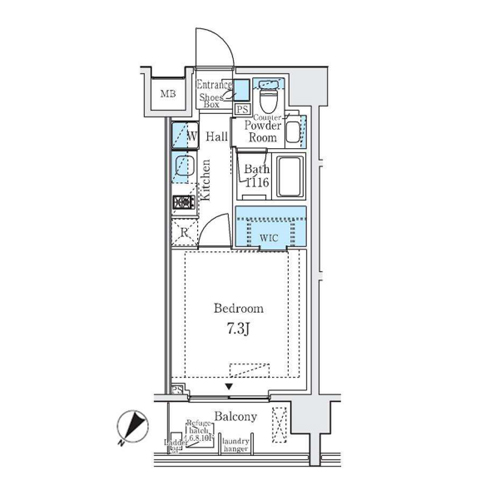 ディームス大塚(1K：25.36㎡[B2タイプ])の間取り画像