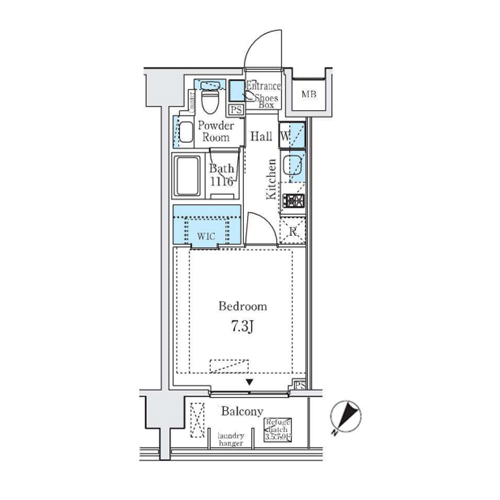 ディームス大塚(1K：25.36㎡[B'タイプ])の間取り画像