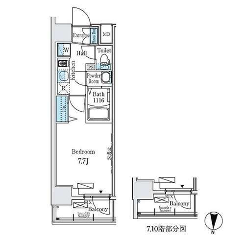 ディームス東陽町Ⅱ(1K：25.14㎡[Aタイプ])の間取り画像