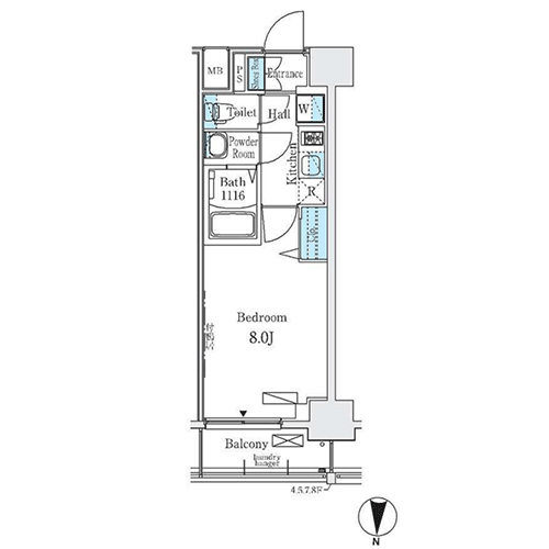 ディームス東陽町Ⅱ(1K：25.14㎡[C1タイプ])の間取り画像