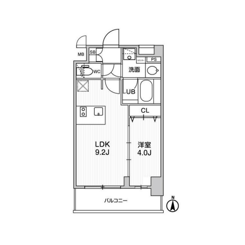 ディームス東陽町Ⅱ(1LDK[32.76㎡])の間取り画像