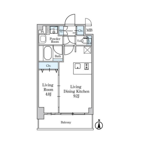 ディームス東陽町Ⅱ(1LDK[32.76㎡])の間取り画像