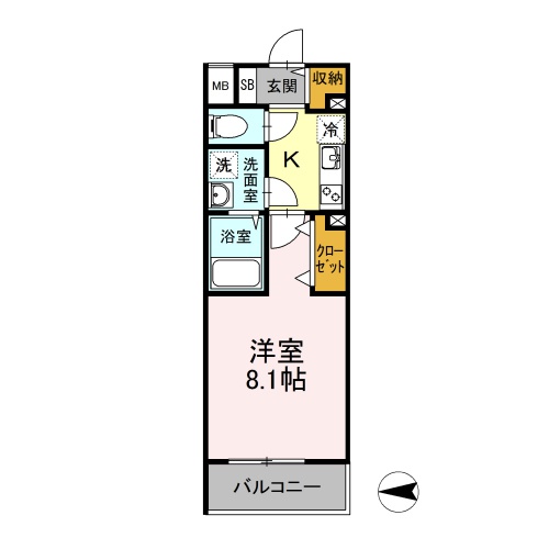 D-ROOM早稲田(B-type：1K)の間取り画像