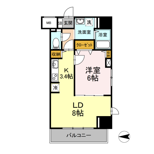D-ROOM早稲田(E'-type：1LDK)の間取り画像