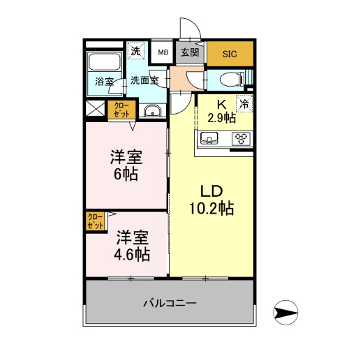 D-ROOM早稲田(J-type：2LDK)の間取り画像