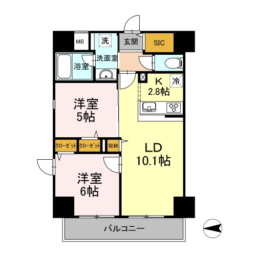 D-ROOM早稲田(I-type：2LDK)の間取り画像