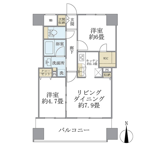 エミリブ東長崎(B1-type：2LDK [50.80㎡])の間取り画像