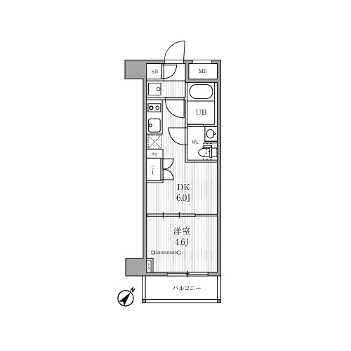 ジオエント駒込(1DK[Eタイプ]：25.33㎡)の間取り画像