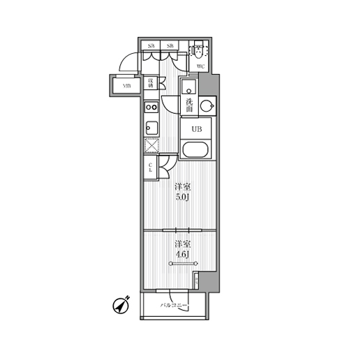 ジオエント駒込(2K[Fタイプ]：30.88㎡)の間取り画像