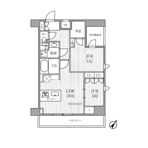 ジオエント駒込(2LDK[Kタイプ]：47.05㎡)の間取り画像