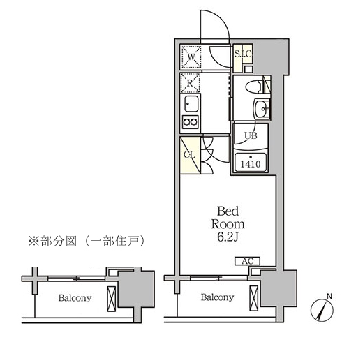 ジオエント白金台(1K[A3タイプ]：20.65㎡)の間取り画像
