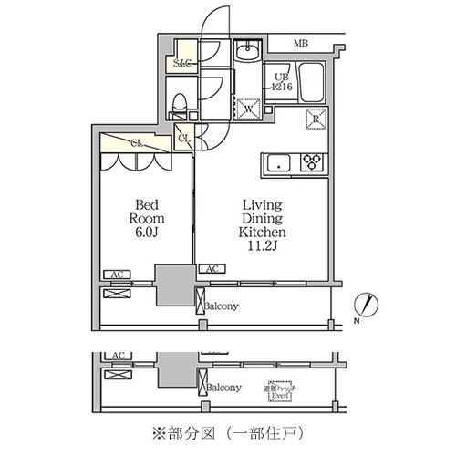 ジオエント白金台(1LDK[Cタイプ]：40.09㎡)の間取り画像