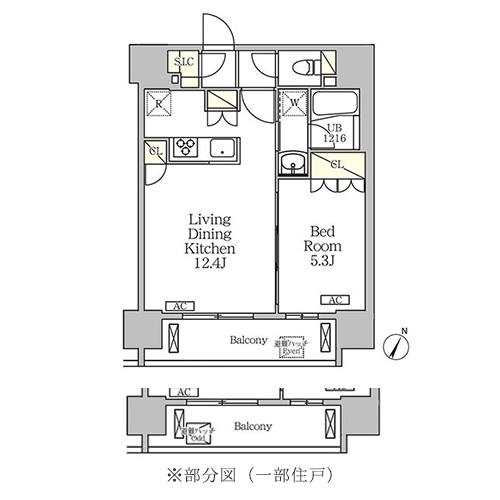 ジオエント白金台(1LDK[B1タイプ]：41.30㎡)の間取り画像