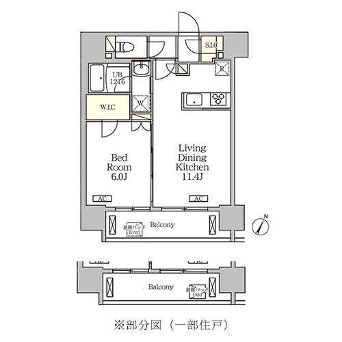 ジオエント白金台(1LDK[B2タイプ]：41.30㎡)の間取り画像