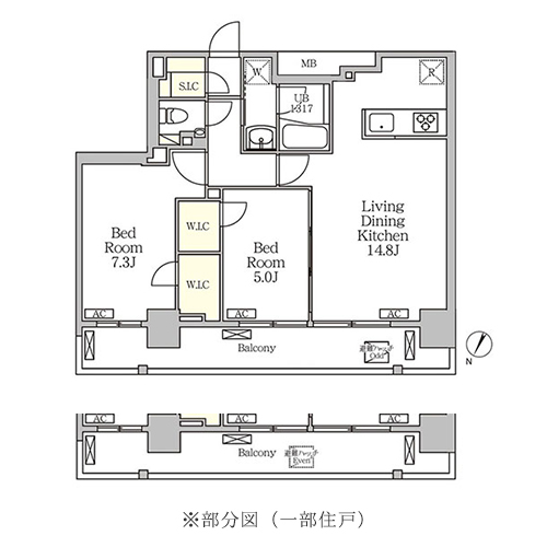 ジオエント白金台(2LDK[Dタイプ]：60.47㎡)の間取り画像