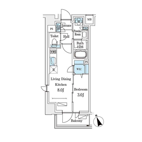 ジオエント早稲田(1LDK[Aタイプ]：30.05㎡)の間取り画像