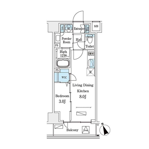 ジオエント早稲田(1LDK[Cタイプ]：30.10㎡)の間取り画像