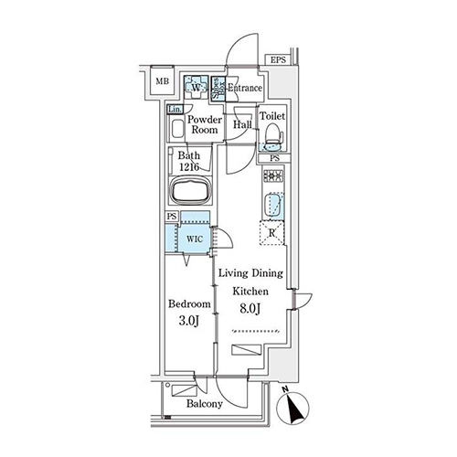 ジオエント早稲田(1LDK[Dタイプ]：30.10㎡)の間取り画像