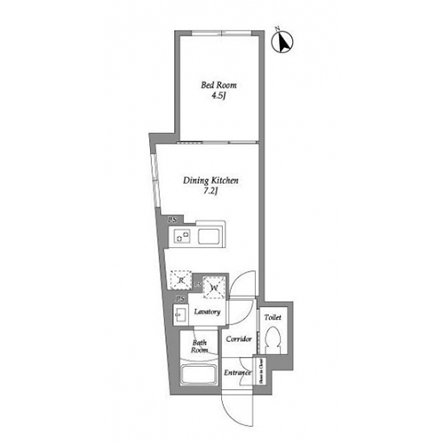 グローリオシェルト四谷坂町(1DK[B-type]：28.84㎡)の間取り画像