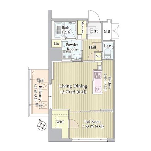 Glorious Nishiogikubo（グロリアス西荻窪）(B-type：1LDK [40.61㎡] )の間取り画像