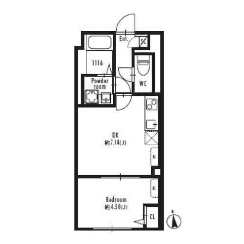 グランパセオ北新宿(1DK[30.02㎡])の間取り画像