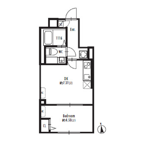 グランパセオ北新宿(1DK[30.05㎡])の間取り画像