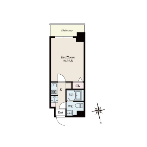 グランパセオ高円寺南(D-type：1K［25.41㎡］)の間取り画像