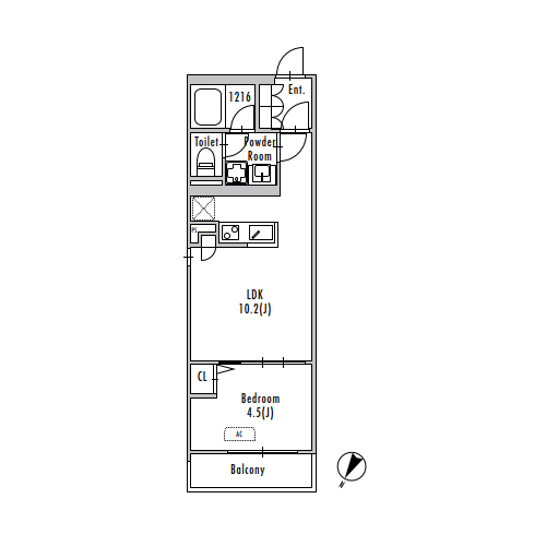 グランパセオ三宿(1LDK[A3-type]：33.50㎡)の間取り画像