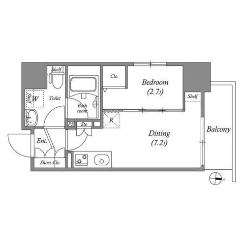 グランパセオ森下(1DK[26.26㎡])の間取り画像