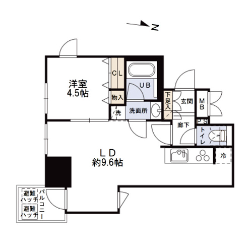 グランパセオ森下(C-type：1LDK［37.70㎡］)の間取り画像