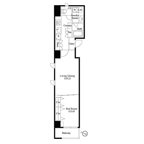 グランパセオ日本橋三越前(A-type：1LDK ［42.59㎡］)の間取り画像