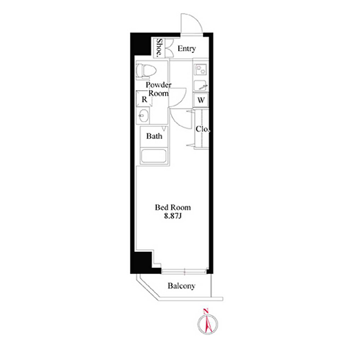 グランパセオ高田馬場(A-type：1K ［26.96㎡］)の間取り画像