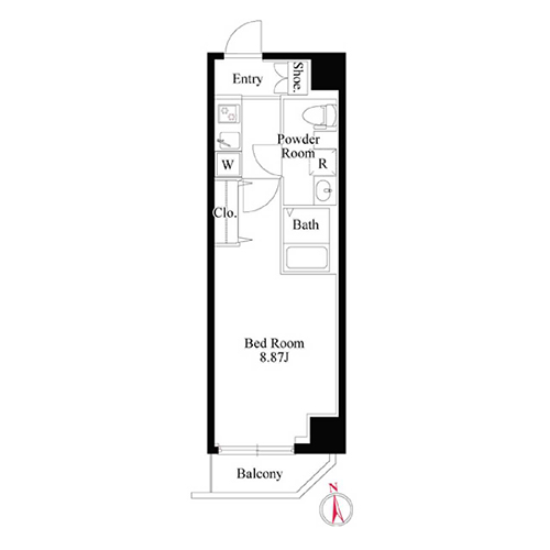 グランパセオ高田馬場(A'-type：1K ［26.96㎡］)の間取り画像